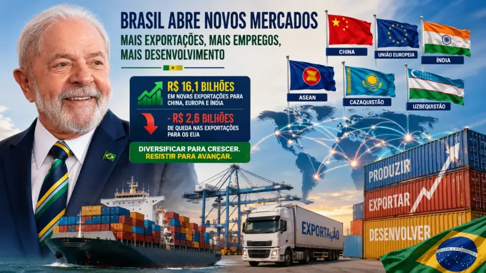 Lula abre novos mercados e exportações brasileiras superam perdas nos Estados Unidos em mais de seis vezes